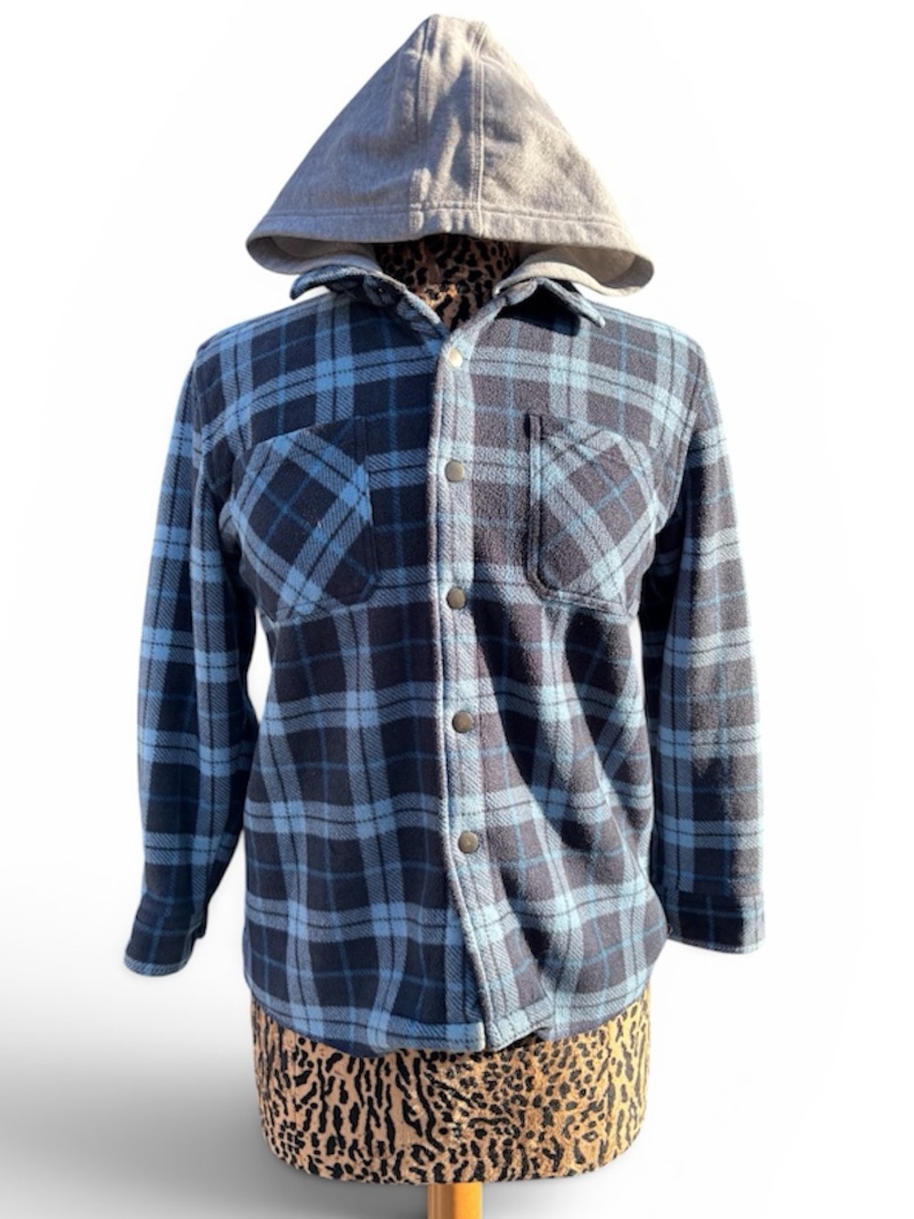 Freedom Foundry Plaid Hooded Flannel Jacket - Blue/Gray